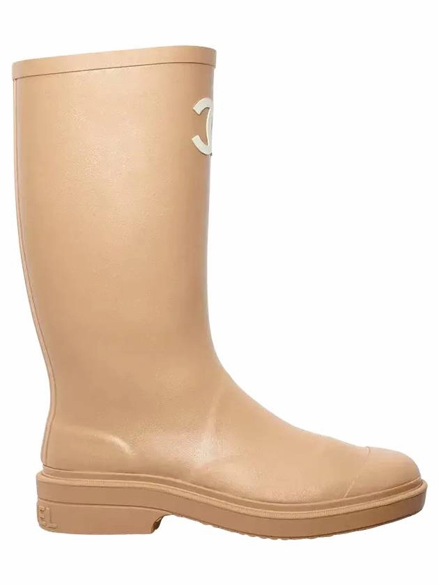 CC Logo Caoutchouc Rain Boots Beige Chanel Boots Line Dance