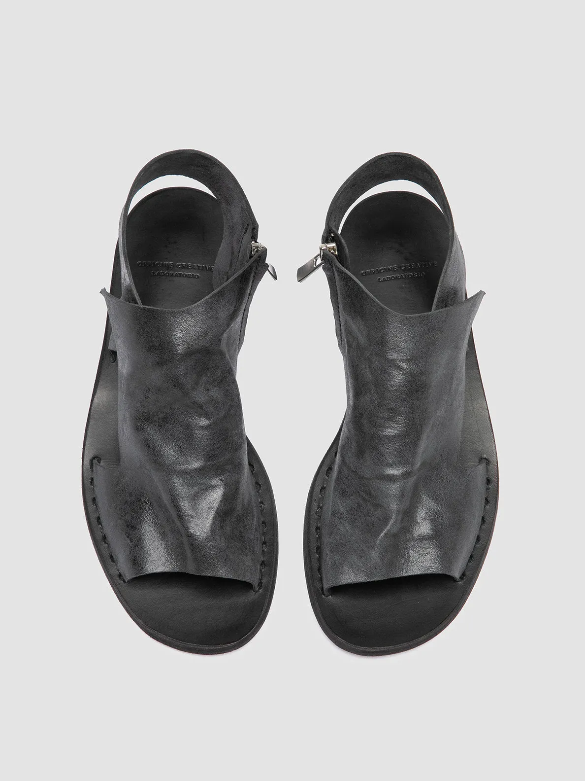 ITACA 033 - Black Leather Sandals Swords Of Sandals