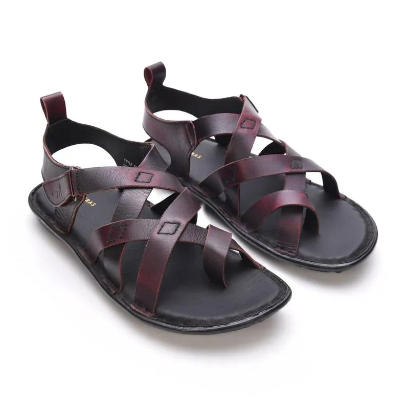 Dalton Crisscross Leather Sandals Sandals Black And Gold