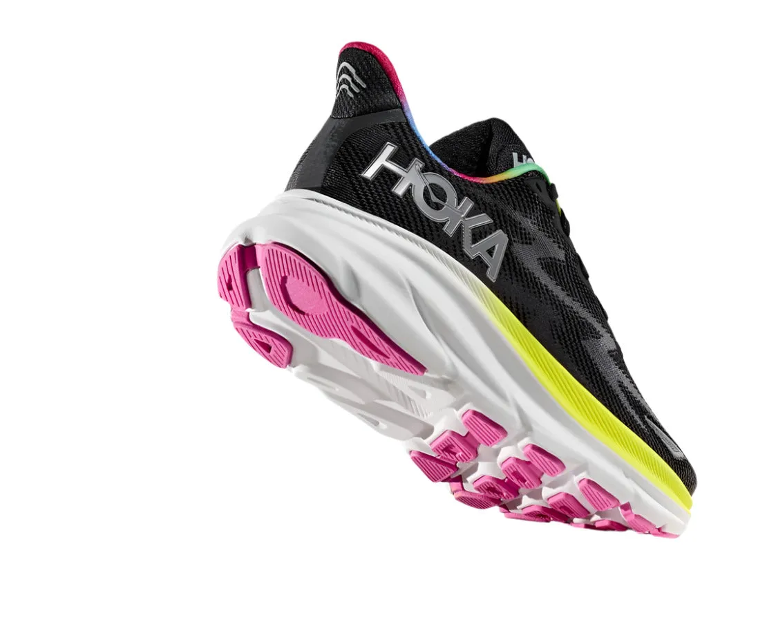 HOKA Men's Clifton 9 Sneaker - Black/All Aboard Shoes Rocker