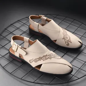 Sandals Back Strap Noble Hand Painted Leather Peshawari Sandals