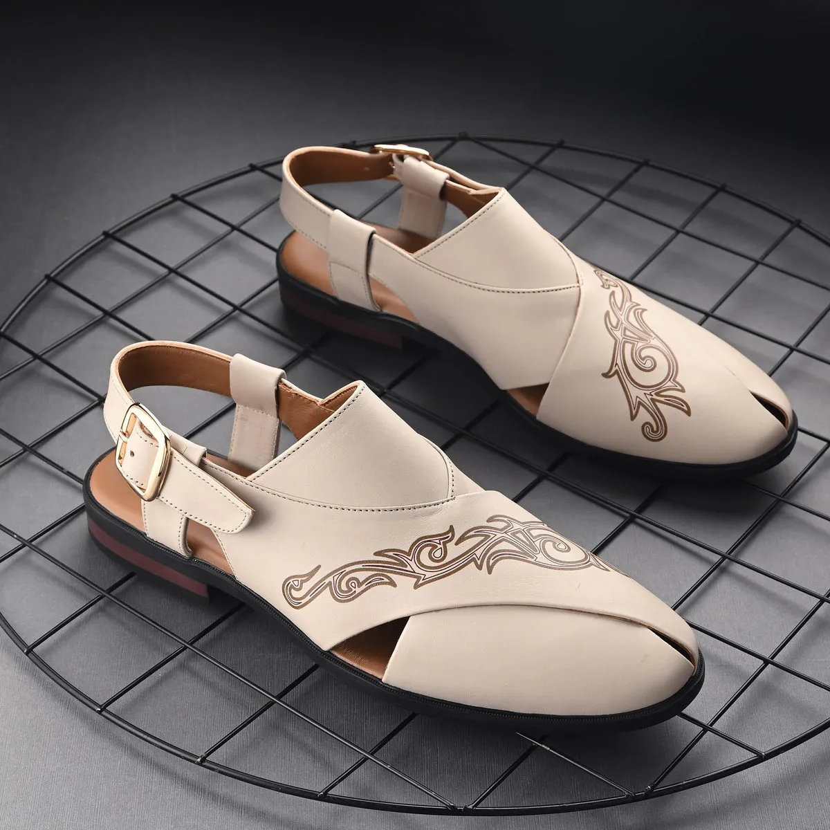 Sandals Comfort Noble Hand Painted Leather Peshawari Sandals