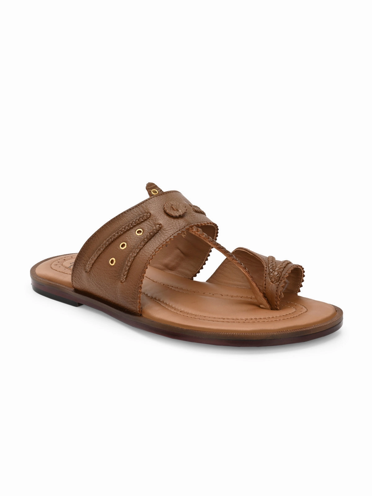 Printed Slides Royce Leather Kohlapuri Chappals