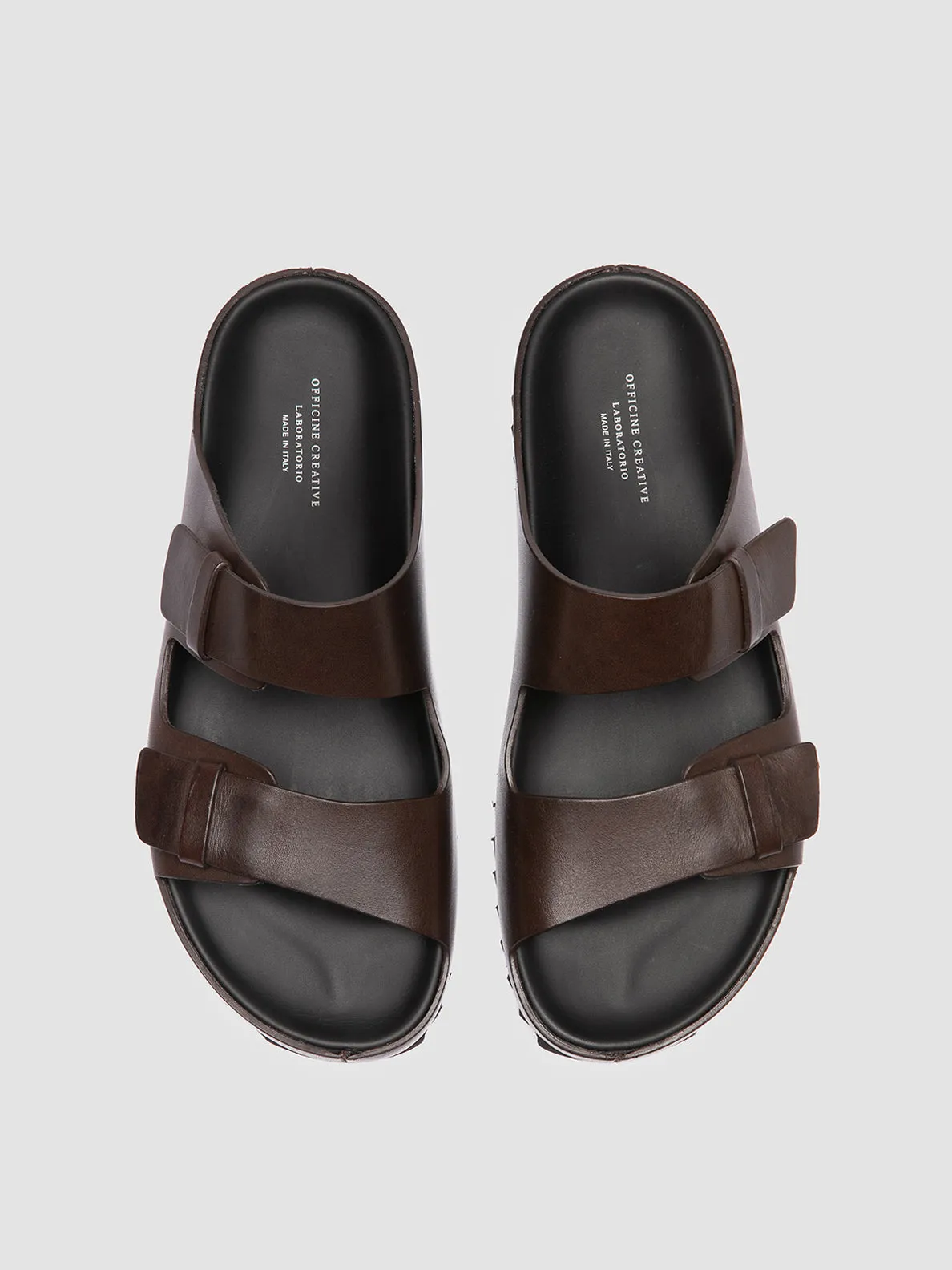 Andre Gabor Sandals AGOR 010 - Brown Leather Slide Sandals