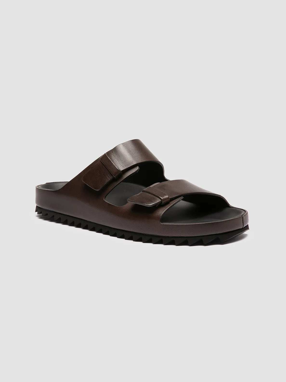 Hiking Sport Sandals AGOR 010 - Brown Leather Slide Sandals