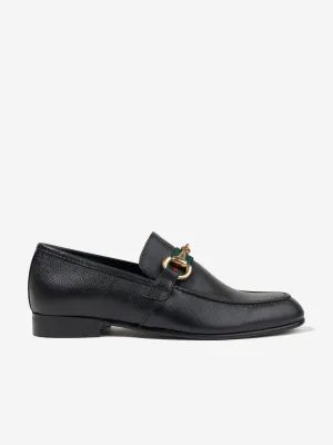 Croco Loafers Andanines Boys Loafers With Embellished Buckle in Black