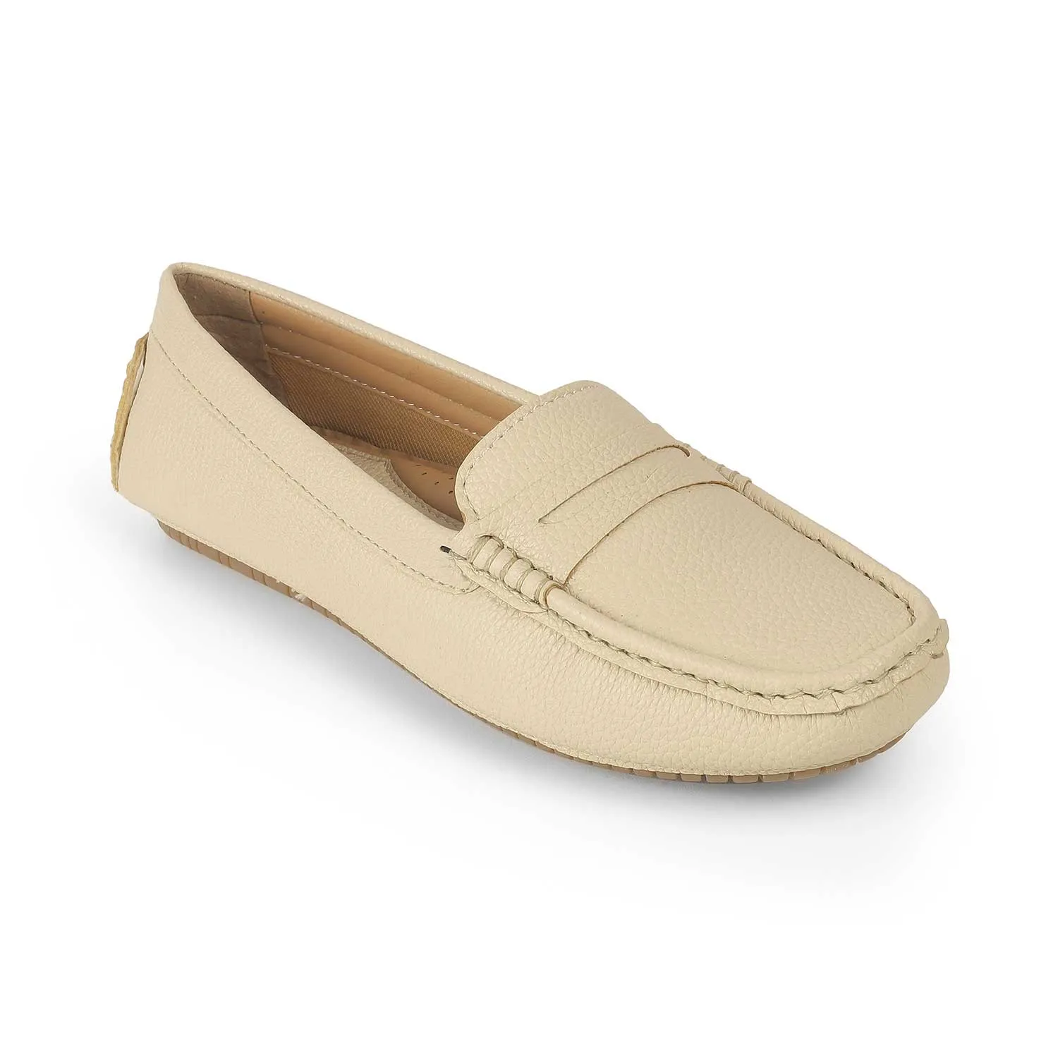 Tresmode St.Tropez Cream Women's Casual Loafers Loafers Rubber