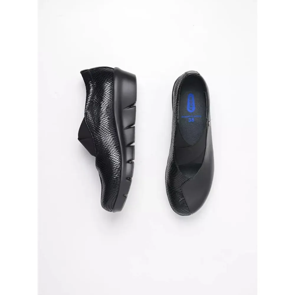 Dress Loafers For Men Wolky Cursa Black Croco Leather Combo Loafer (Women's)