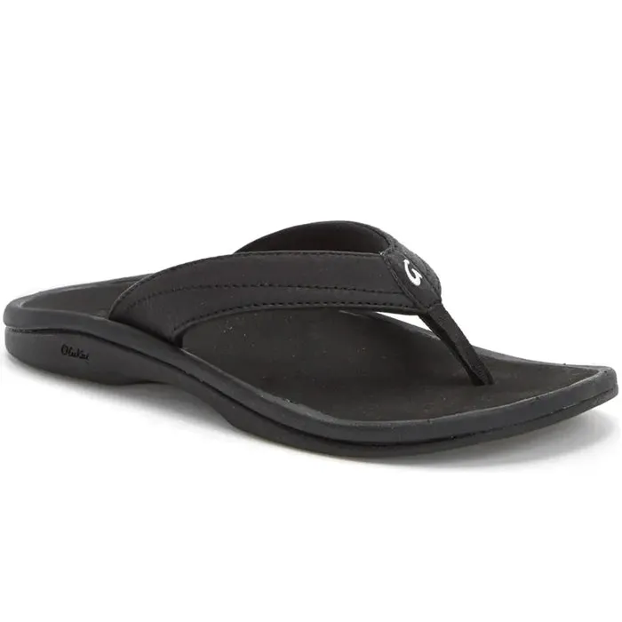 OluKai Men's Ohana Black Sandals Footbed
