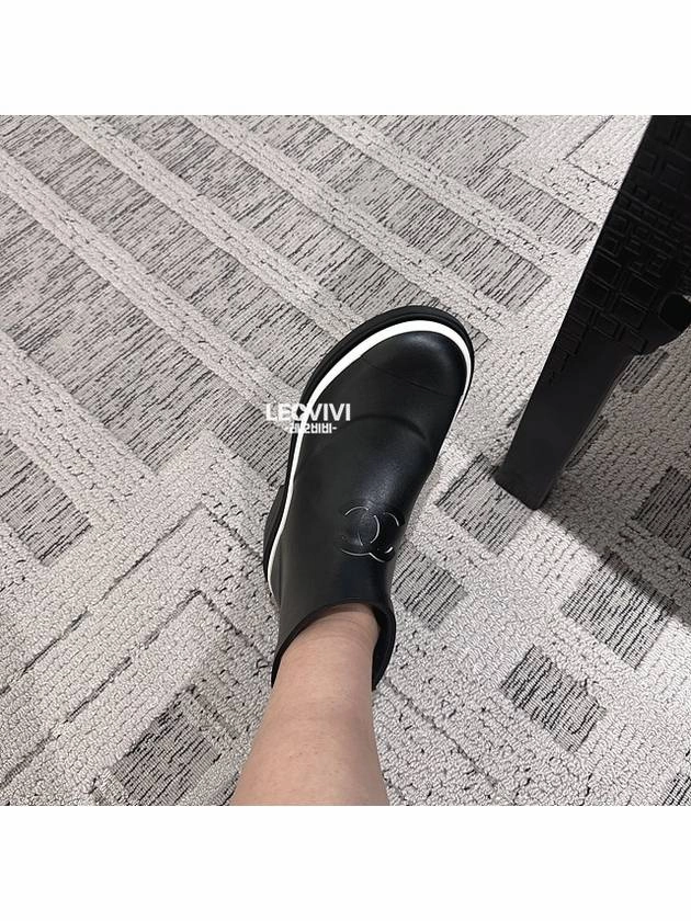 CC Logo Rubber Ankle Rain Boots Black Chanel Dr Martens Canvas Boots