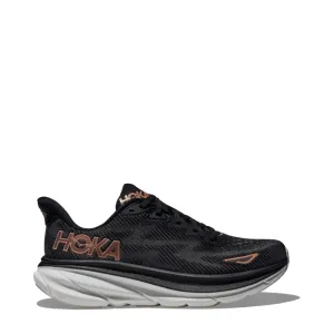 With Plantar Fasciitis Hoka Women's Clifton 9 Sneaker in Black/Rose Gold