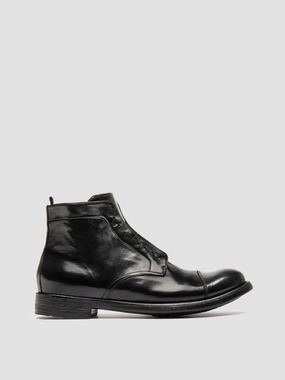 Gore Tex Stack Boots HIVE 005 - Black Leather Zipped Boots