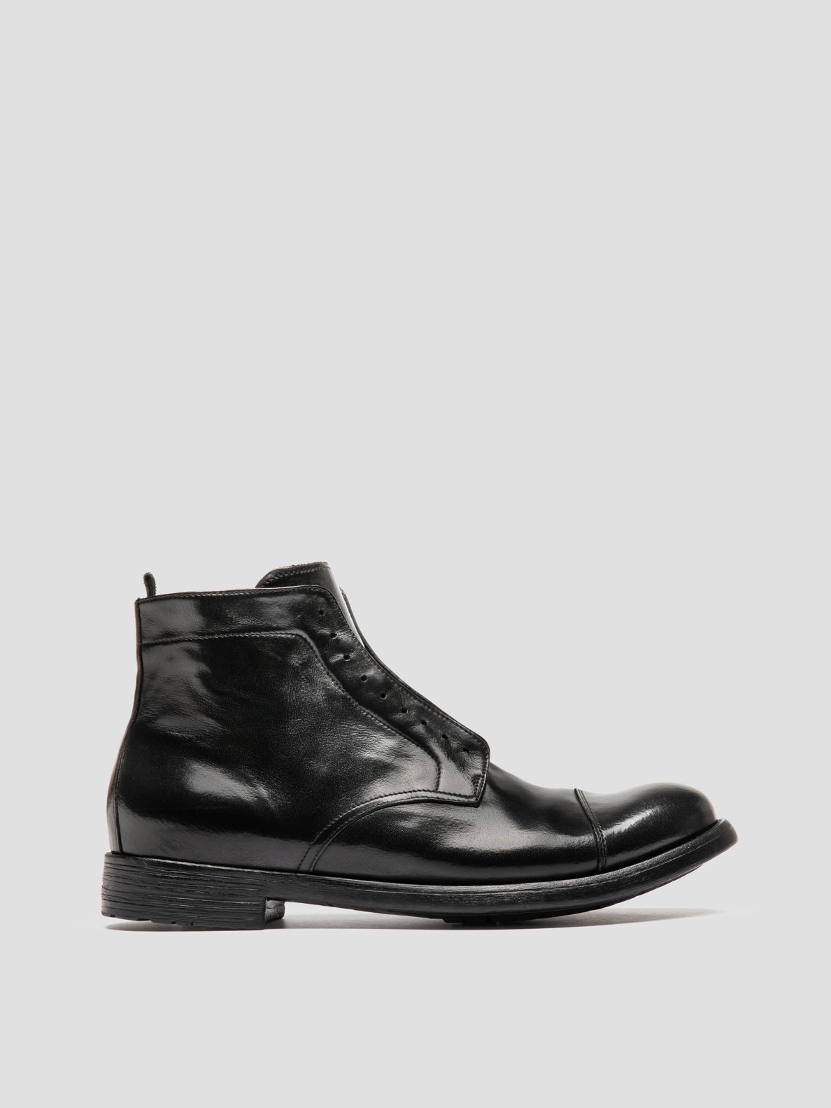 Wide Width Winter Boots HIVE 005 - Black Leather Zipped Boots