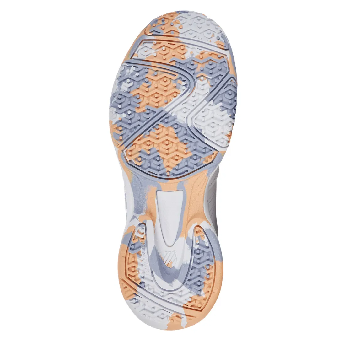 Leather Tennis Shoe K-Swiss Court Express Omni Junior Tennis Shoes (White/Heather/Peach Fuzz)