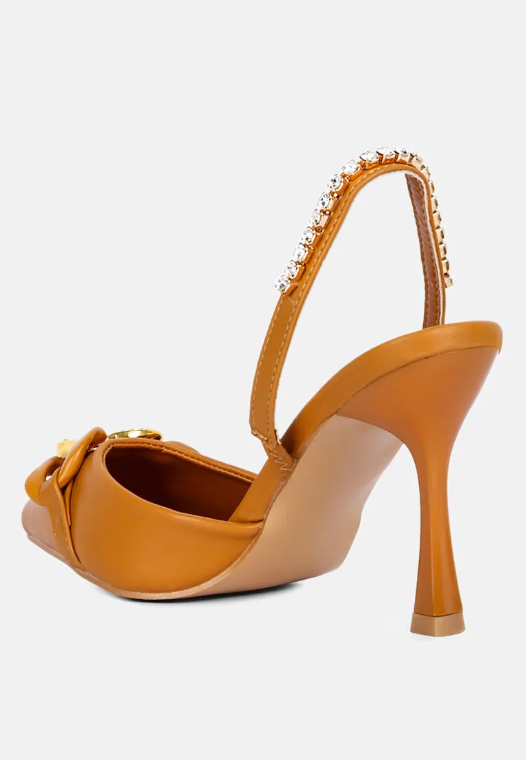 Flowery Sandals pull me diamante embellished chain sandals