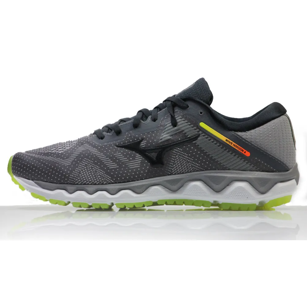 Mizuno Wave Horizon 4 Men's Running Shoe - Frost Gray/Phantom/Safety Yellow Cushioned Running Shoes