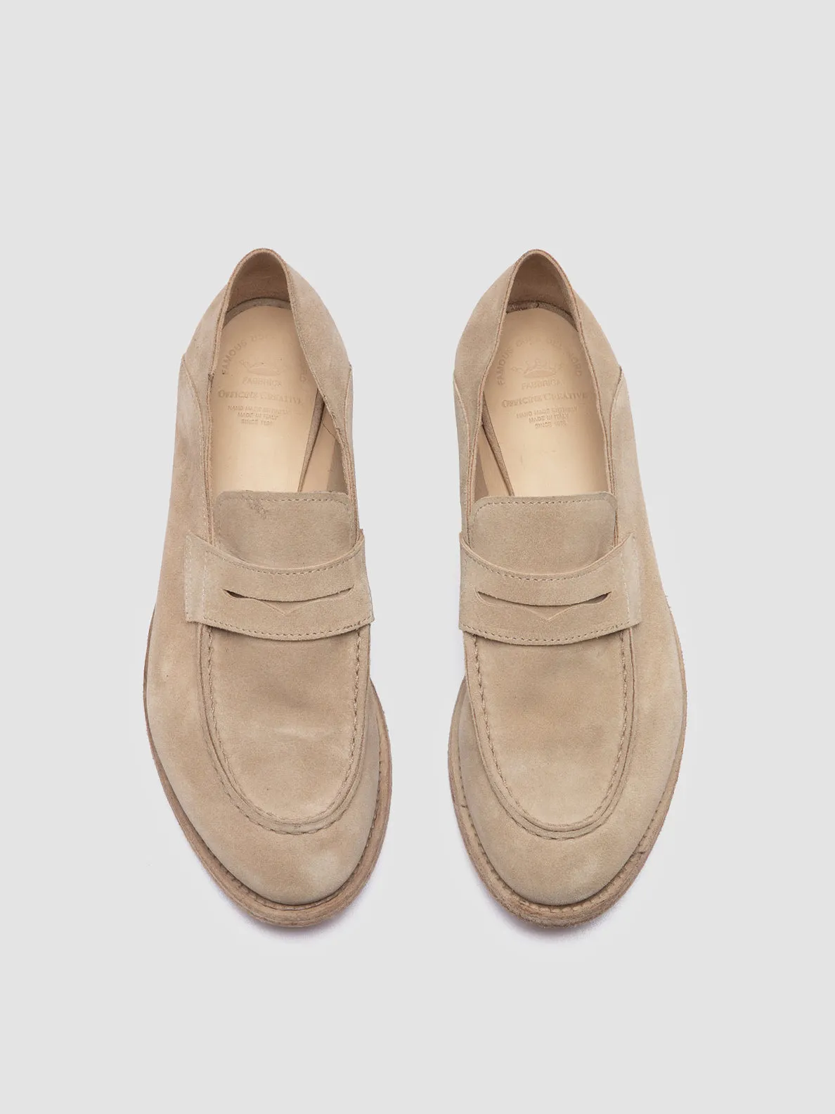 LEXIKON 516 - Beige Suede Loafers Velvet Tuxedo Loafers