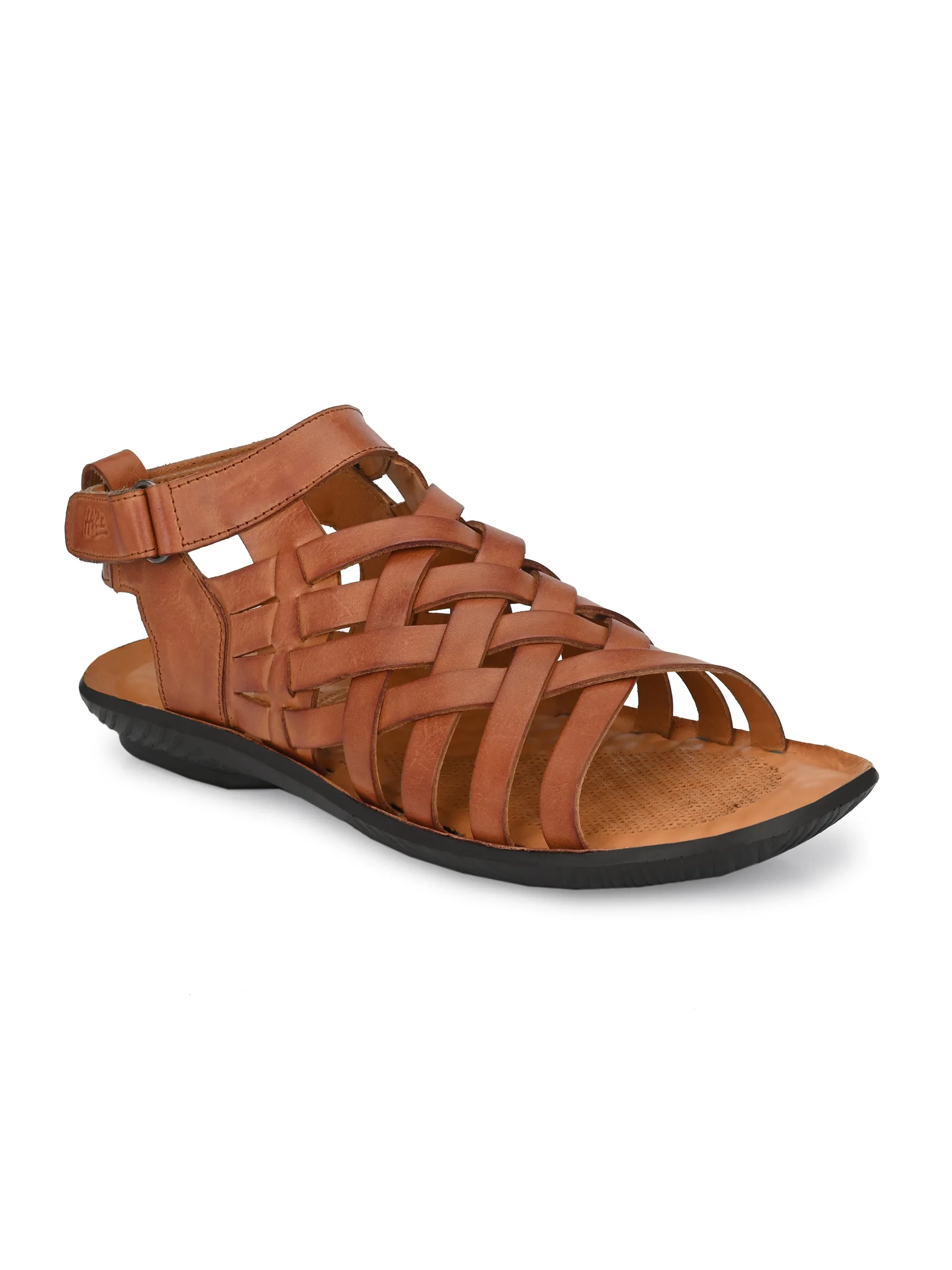 Sirocco Tan Leather Strappy Sandals Flower Sandals