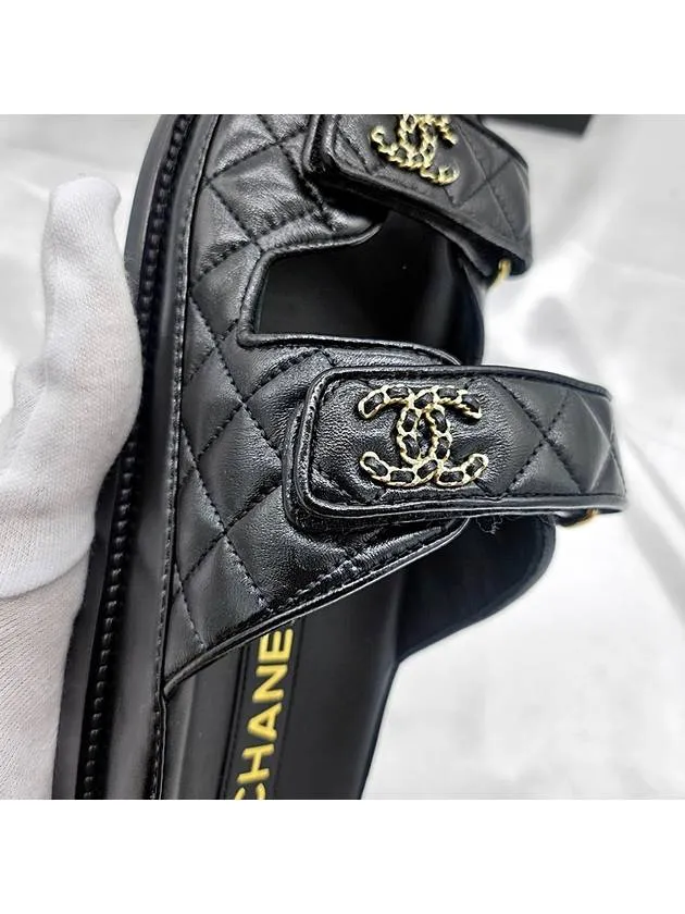 CC Logo Velcro Sandals Black Chanel Bootie Sandals
