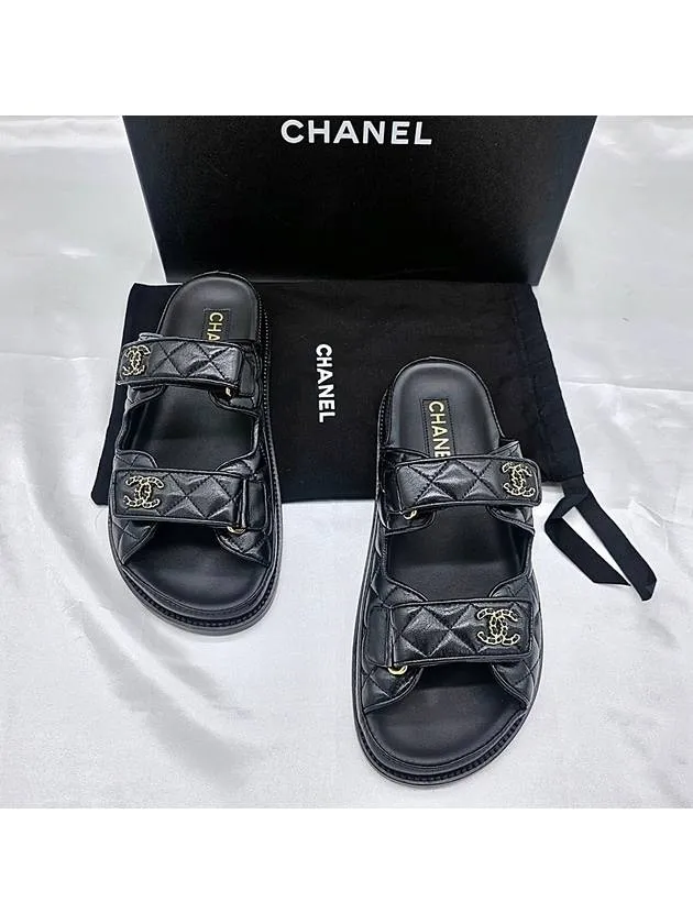 CC Logo Velcro Sandals Black Chanel Antigua Y Barbuda
