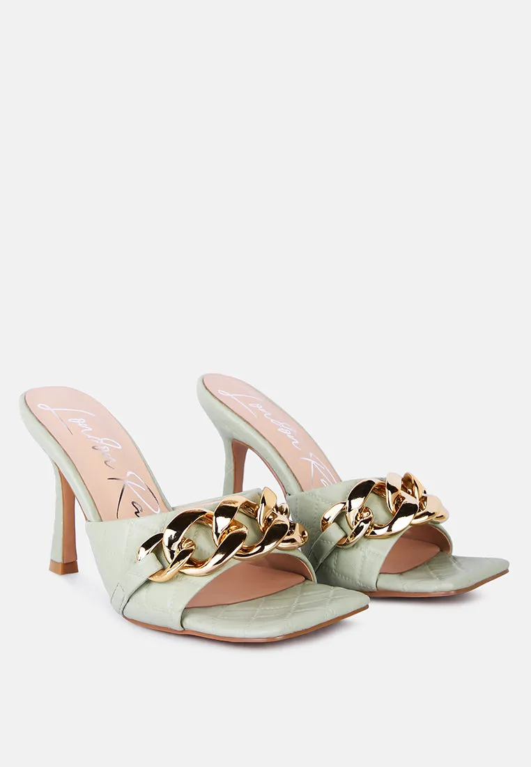 Sandals Getaway Packages mermaid quilted metallic chain embellished sandals