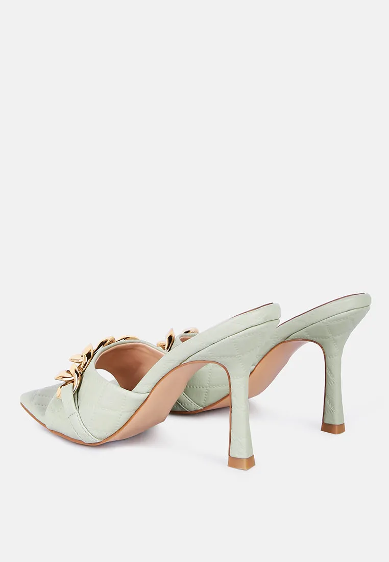 mermaid quilted metallic chain embellished sandals Straps For Sandals