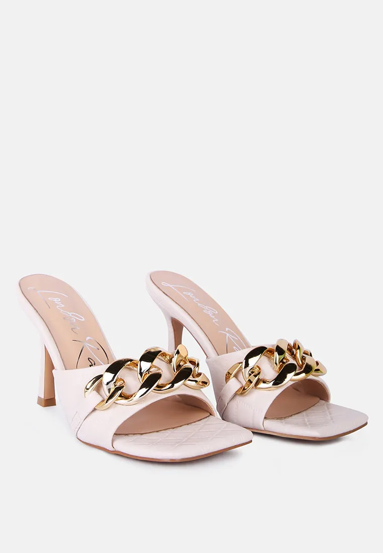 Swords And Sandals Immortals mermaid quilted metallic chain embellished sandals