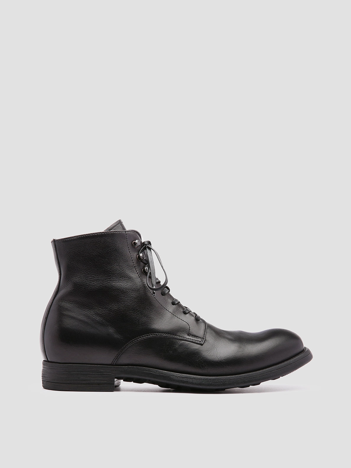 CHRONICLE 004 - Black Leather Ankle Boots Low Heel Leather Ankle Boots