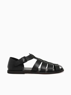 Cushion Sandals Finn Black Burshed Calf