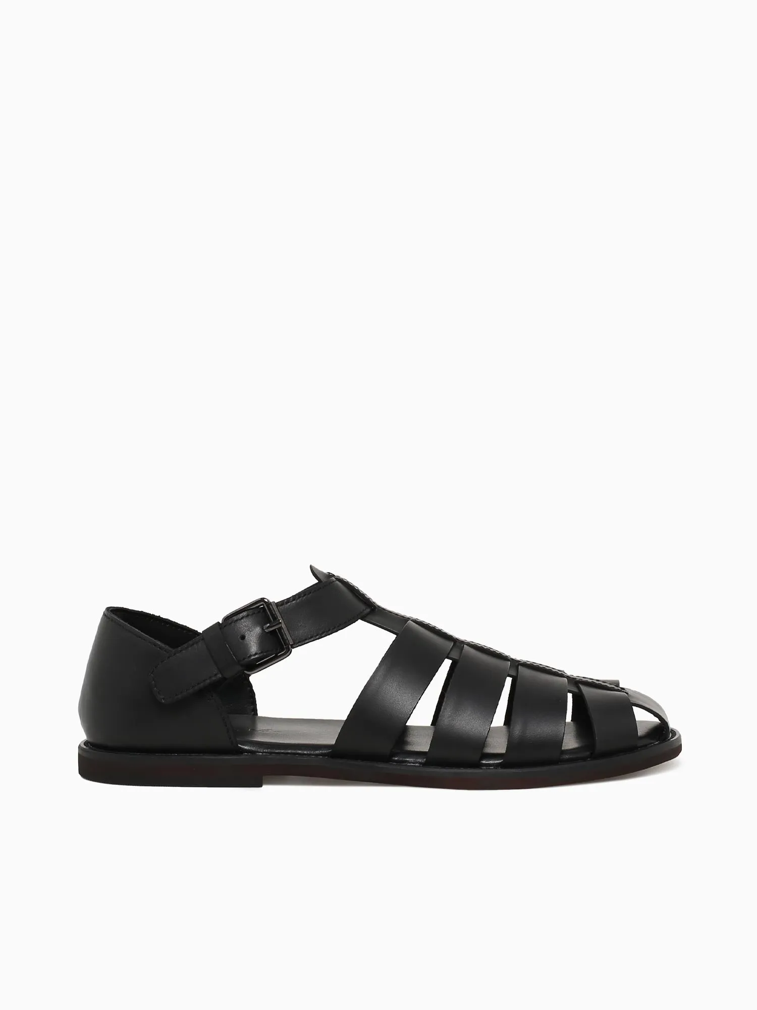 Finn Black Burshed Calf Bridget Sandals