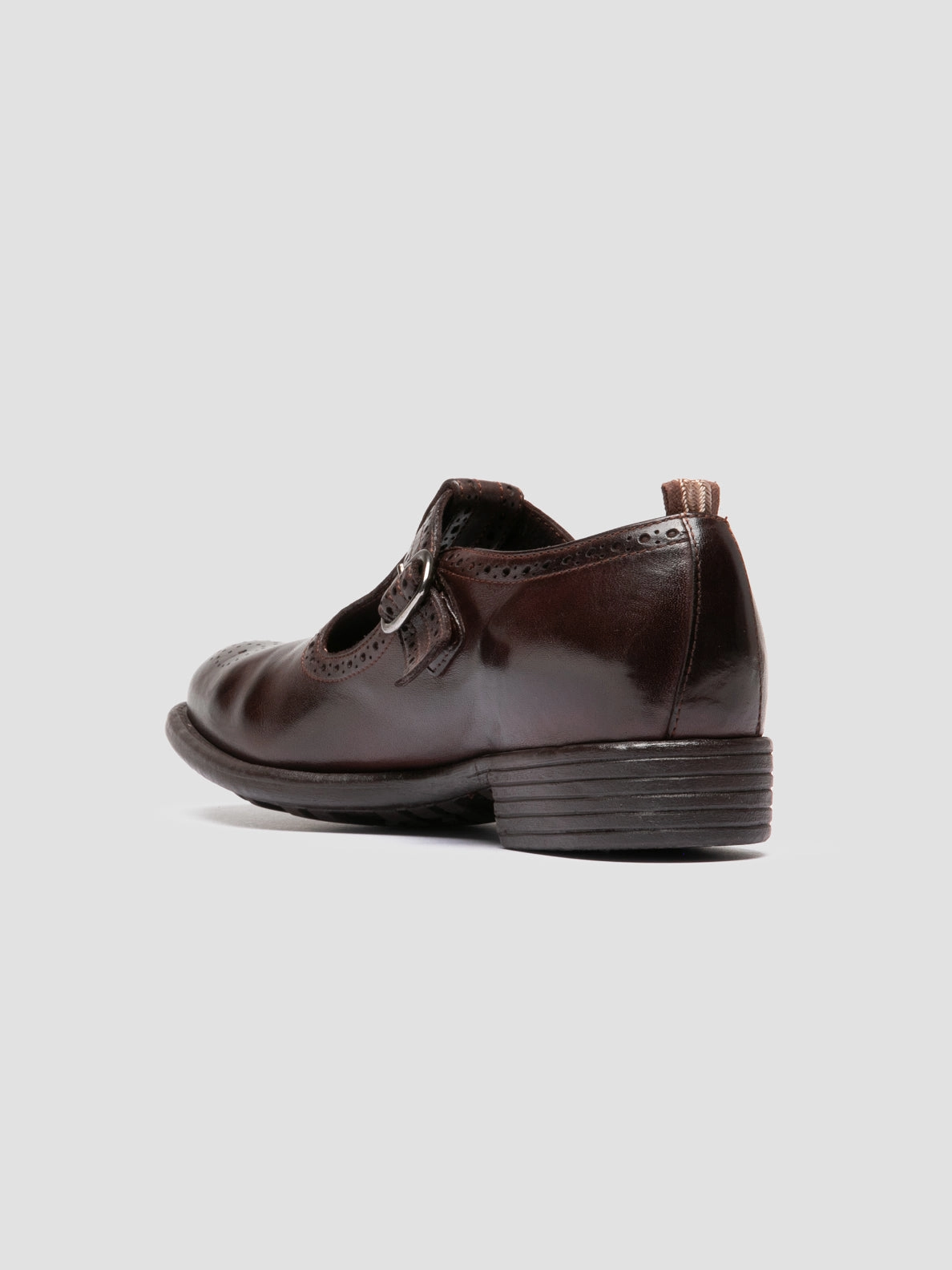 CALIXTE 071 - Burgundy Leather T-Bar Shoes Oxfords Platform
