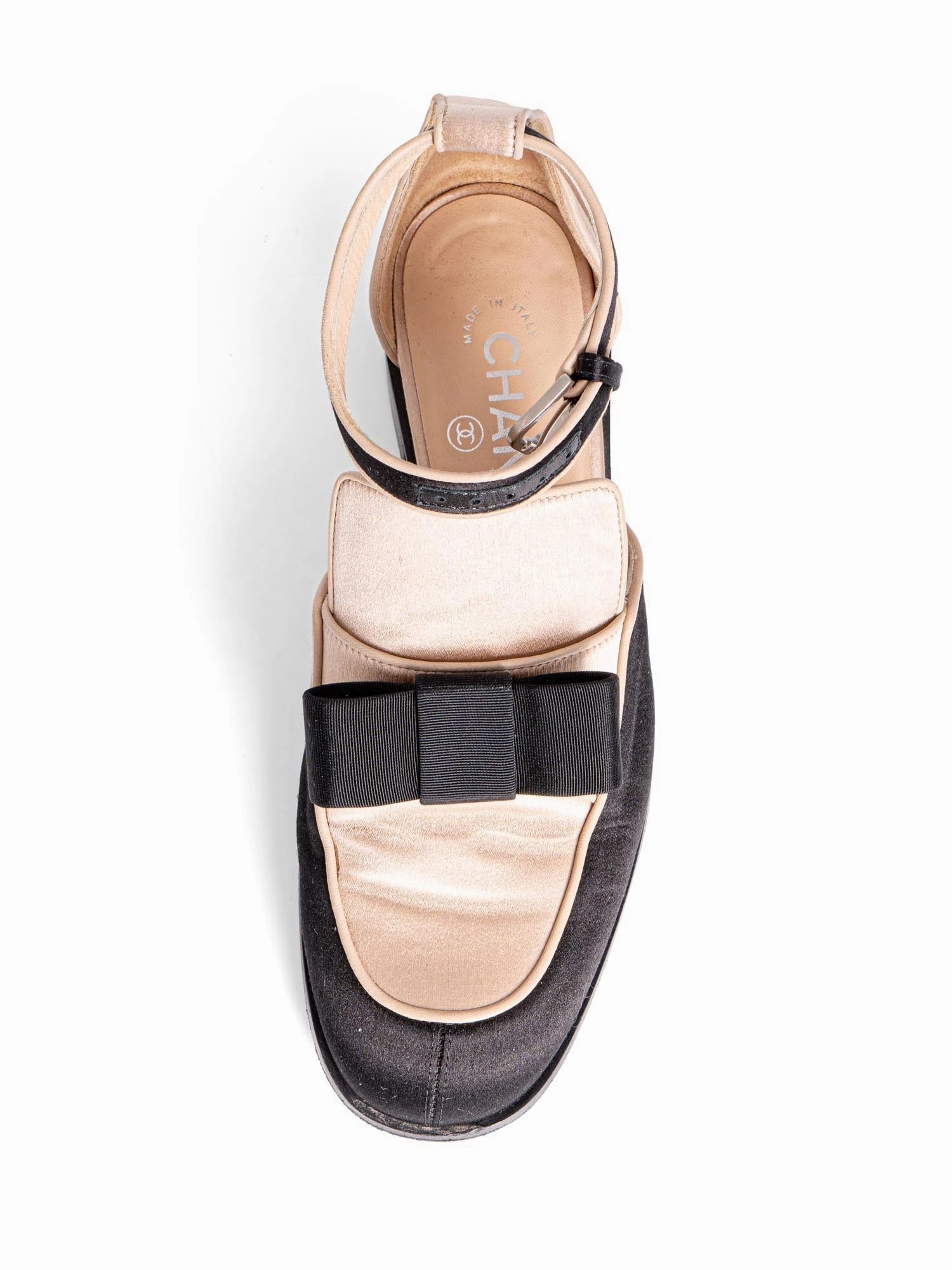 Orthopedic Oxford Chanel Spring Runway 2015 Cut-Out Bow Oxfords Shoes Black Beige