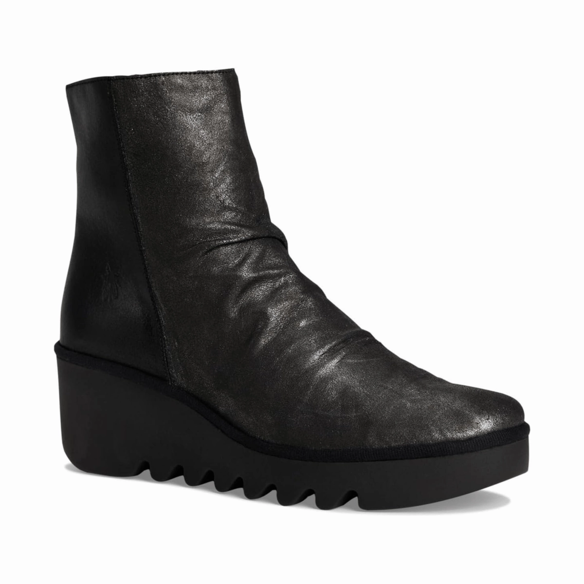 Leather Knee High Boots Fly London Women's BAAN538FLY Silver/Black