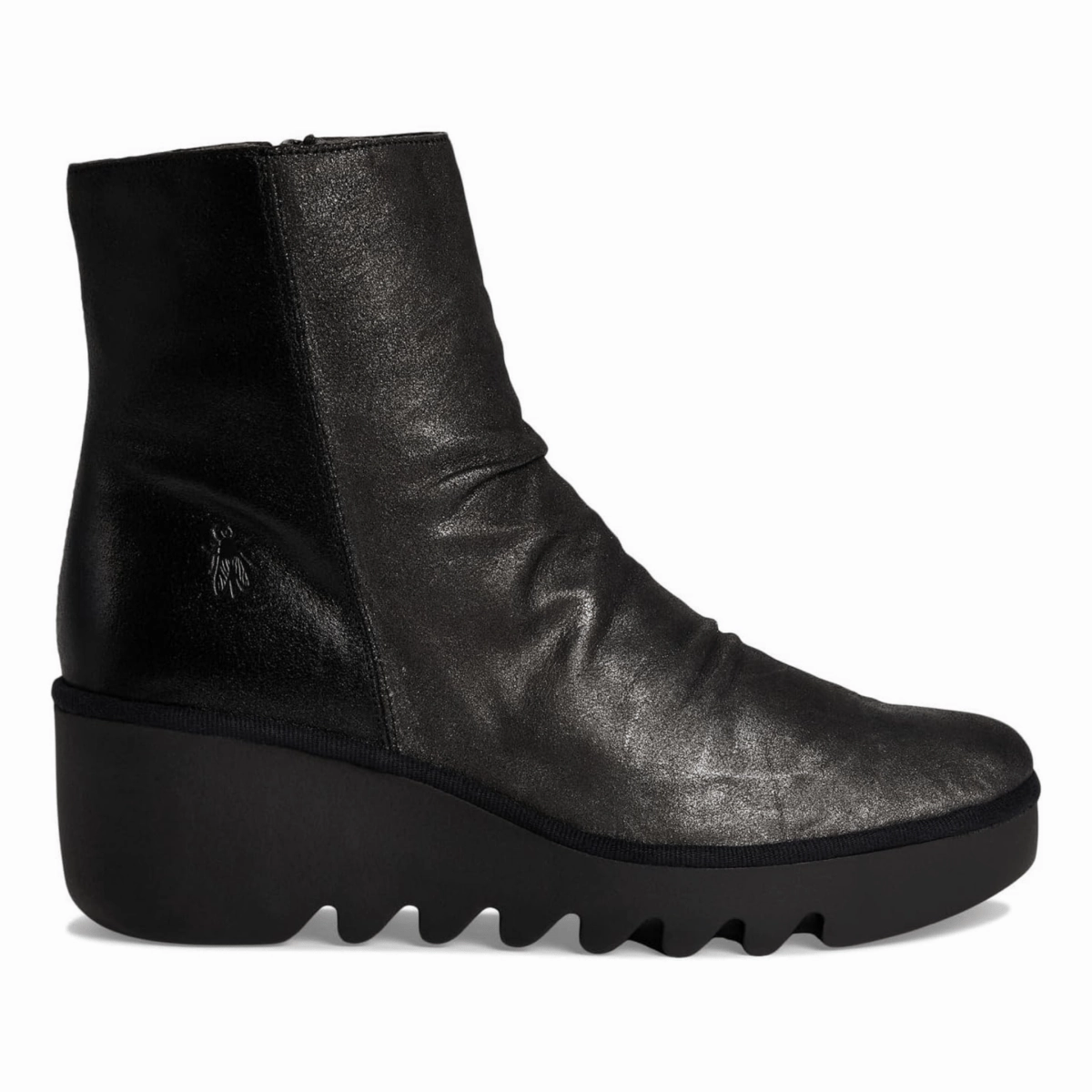 Fly London Women's BAAN538FLY Silver/Black Boots With Low Heels