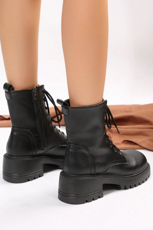 Cream Western Boots Forever Women Sole Lace Up Combat Boots