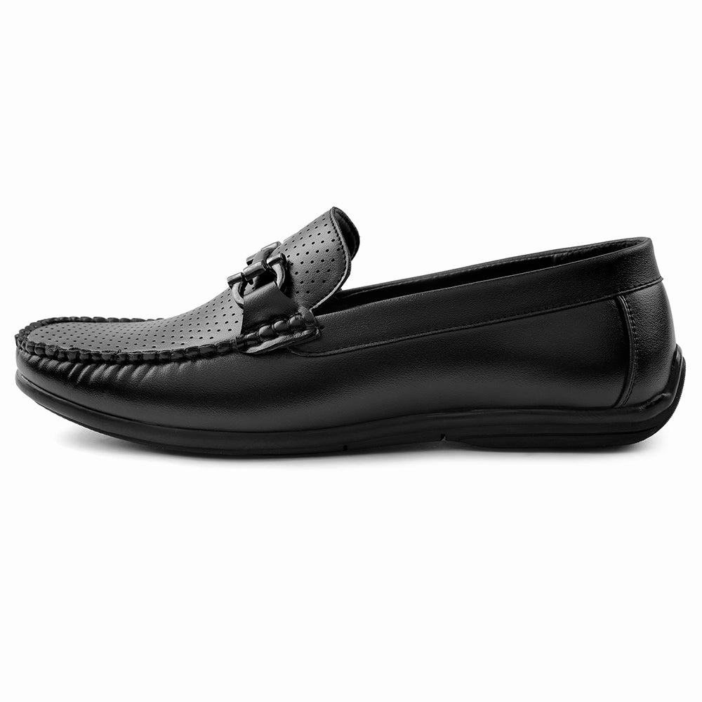 Fortune Black Casual Loafers For Men HML-10E By Liberty Designer Platform Loafers