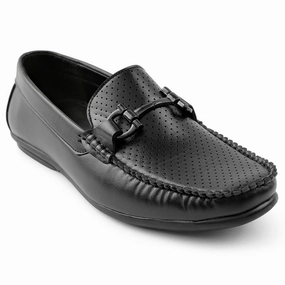 Loafers Skin Fortune Black Casual Loafers For Men HML-10E By Liberty
