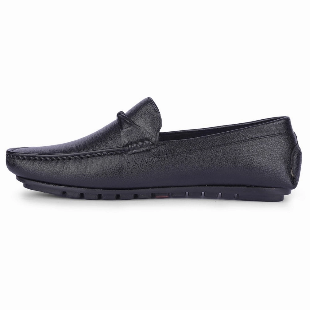 Penny Loafers No Socks Fortune Black Formal Loafers For Men AVL-5 By Liberty