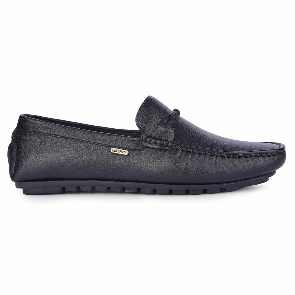 Metallic Silver Loafers Fortune Black Formal Loafers For Men AVL-5 By Liberty