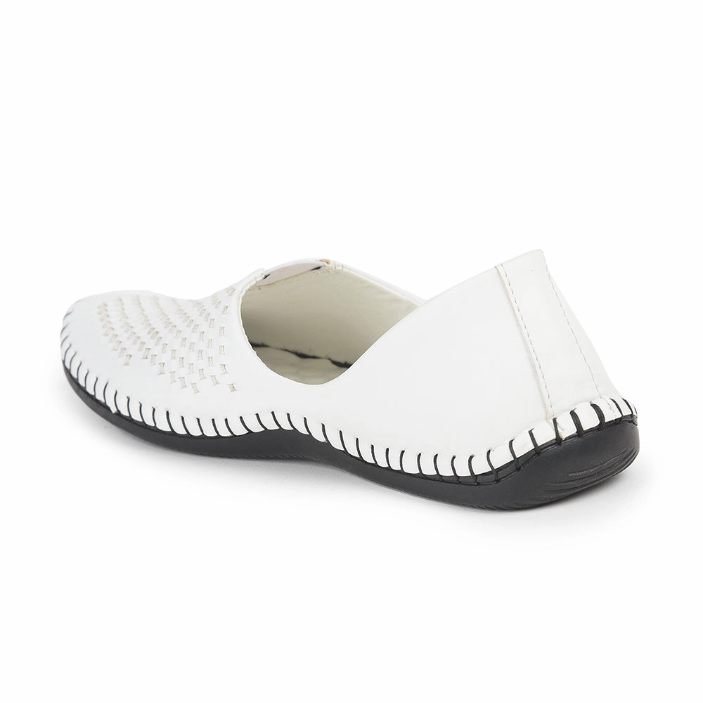 Loafers And Shorts Outfit Fortune White Casual Mojari Loafers Shoes For Men AVN-40 By Liberty