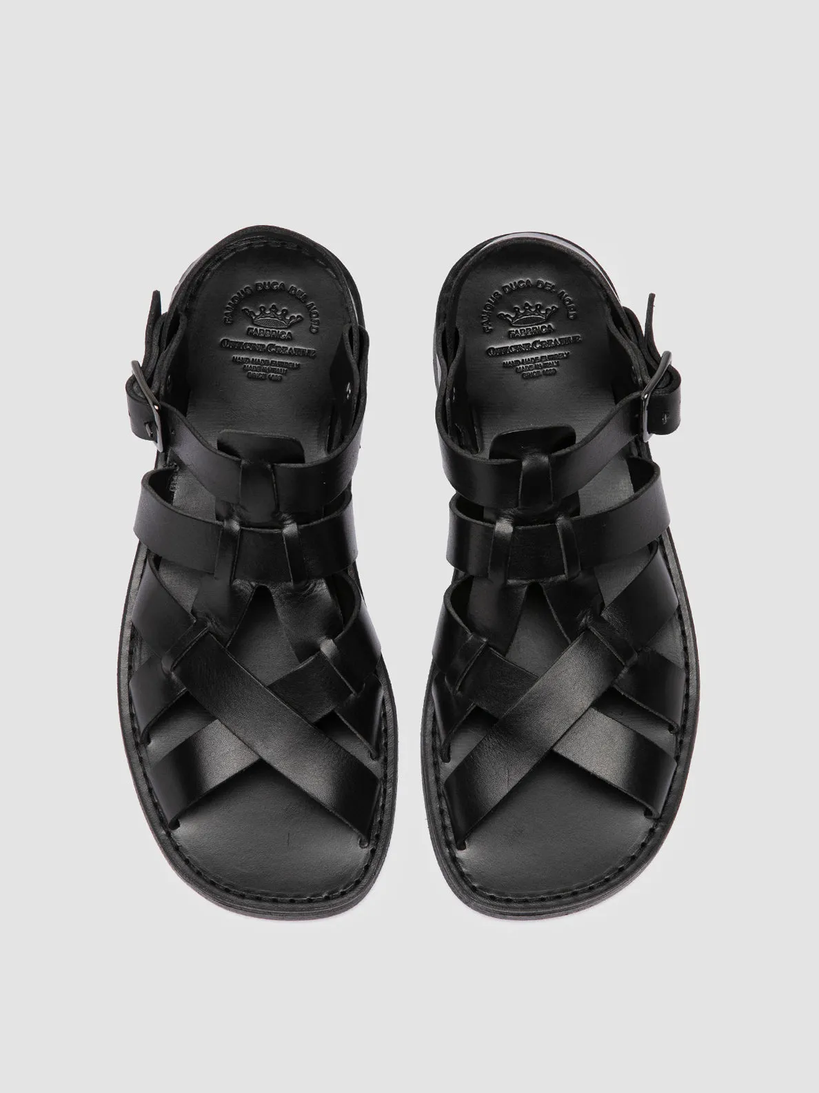 GANEMA 105 - Black Leather Sandals Japanese Sandals Wood
