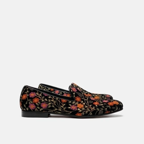 Felipe Floral Smoking Slipper Denim Slippers