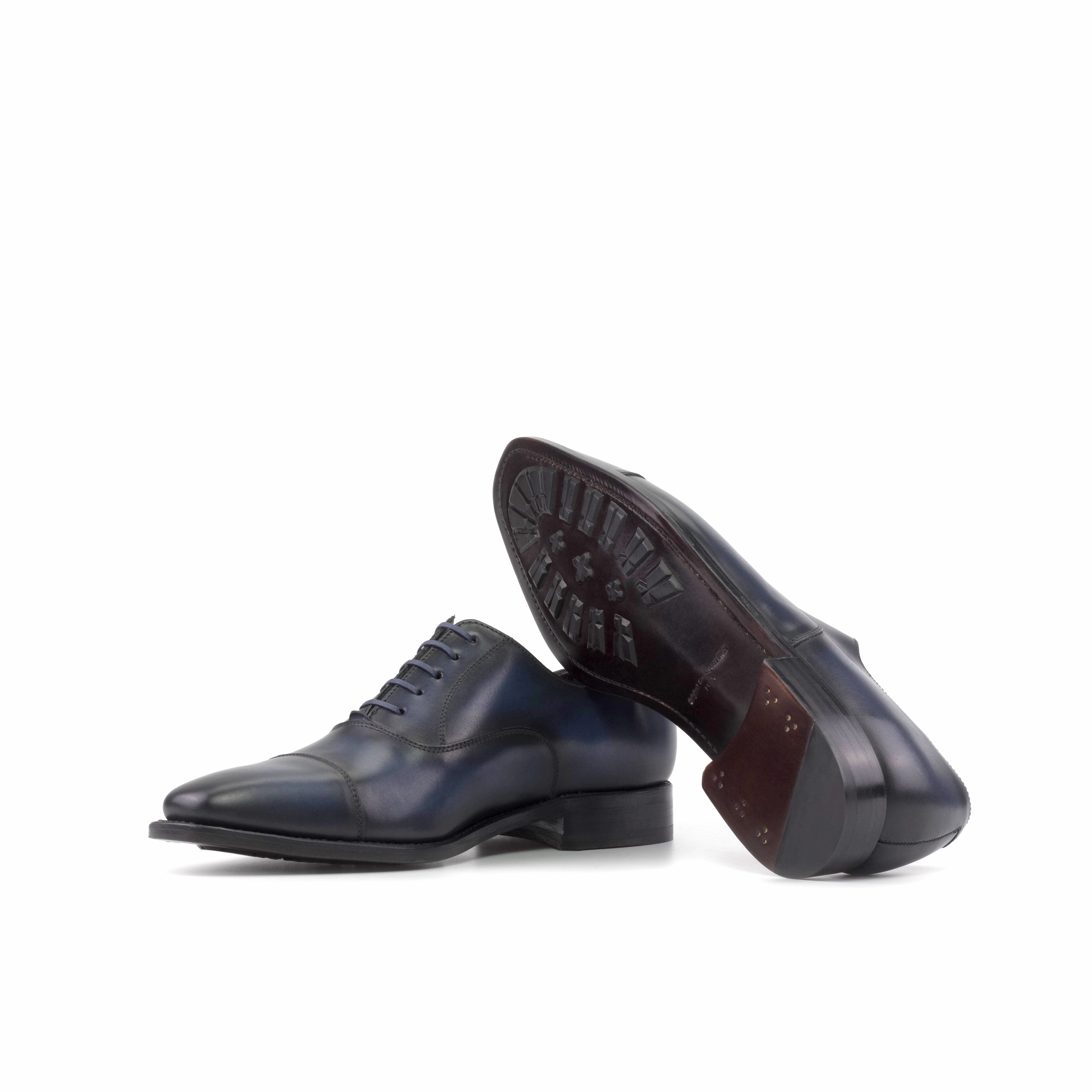 Lug Oxfords Navy Calf Leather Cap-Toe Oxford Shoes