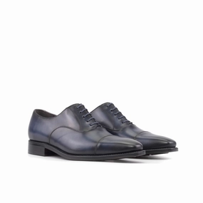 Most Comfortable Oxford Shoes Navy Calf Leather Cap-Toe Oxford Shoes