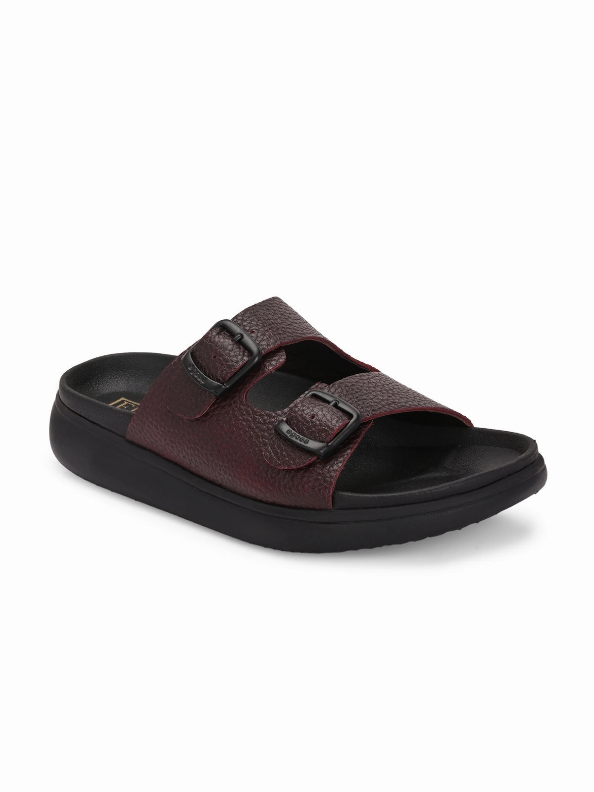 Garnet Hill Slippers Kai Double Strap Leather Sliders