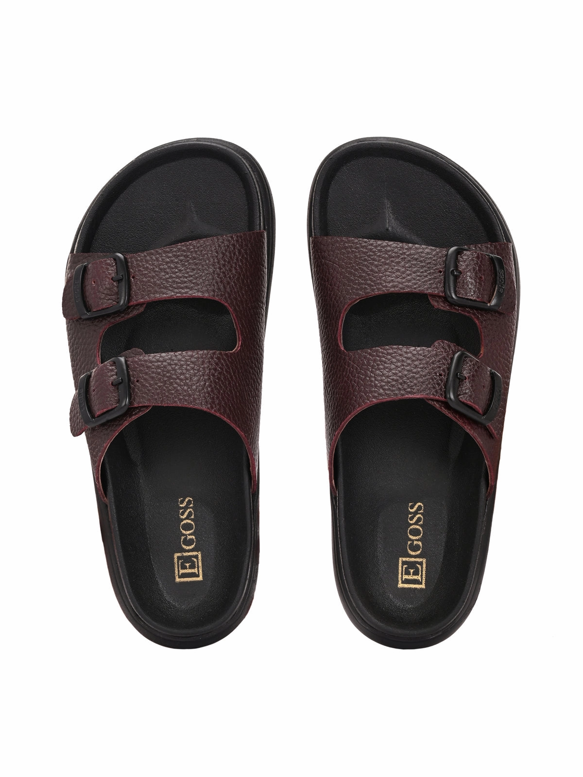 Kai Double Strap Leather Sliders Slippers For Plantar