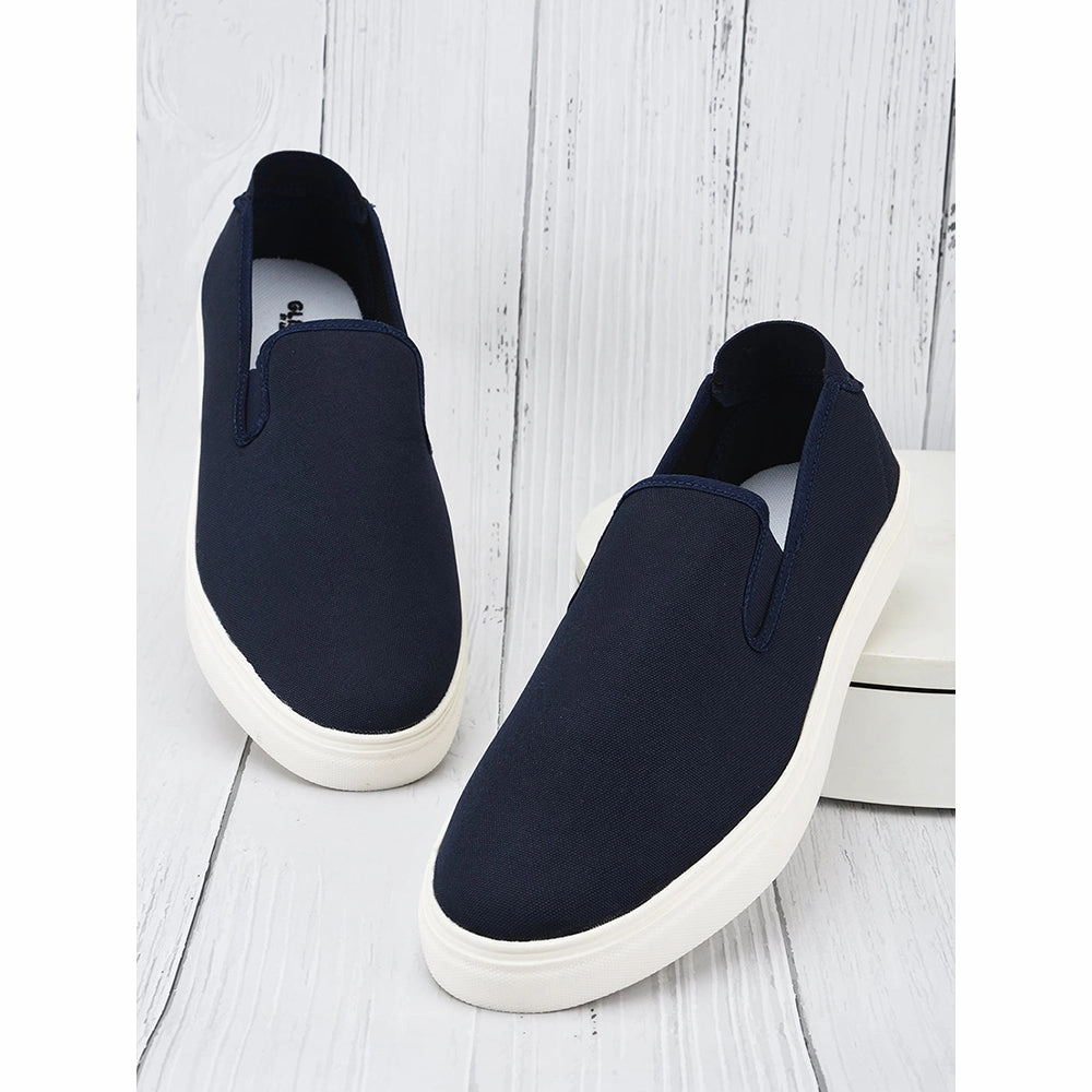 Gold Loafers Gliders Non-Lacing Navy Blue Casual Sneakers For Men HYPER-E By Liberty
