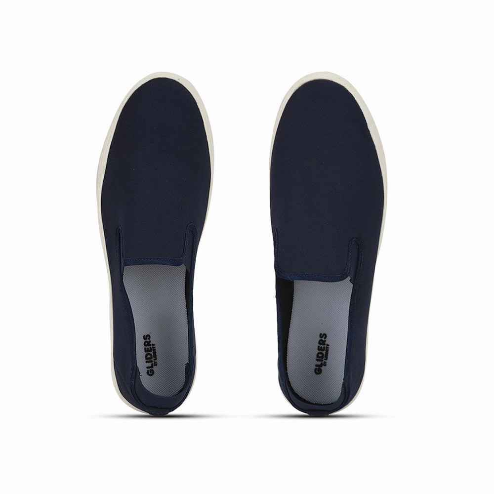 Gliders Non-Lacing Navy Blue Casual Sneakers For Men HYPER-E By Liberty Loafers With Bottoms