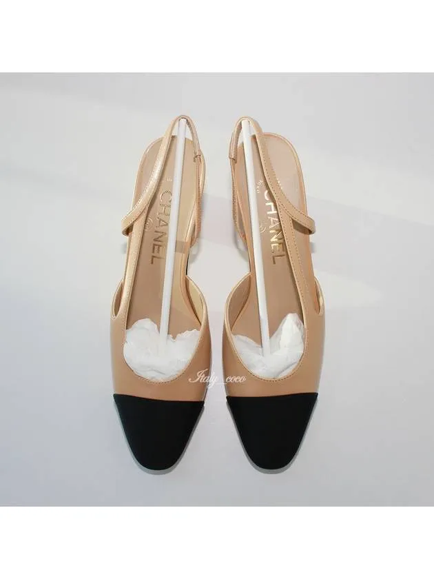 Goatskin Grosgrain Slingback Heel Beige Chanel High Heels Backwards