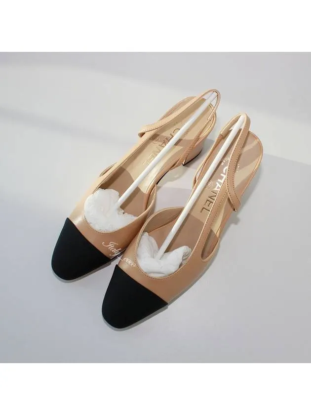 High Heels For Goatskin Grosgrain Slingback Heel Beige Chanel
